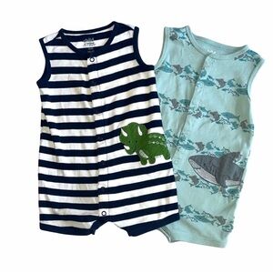 Carter's Child of Mine Navy and White Striped Romper